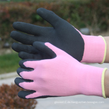 SRSAFETY 13 Gauge rosa Polycotton Handschuhe mit Latex auf Palme beschichtet